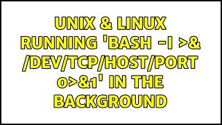 Unix amp Linux Running bash i ＞amp devtcpHOSTPORT 0＞amp1 in the background [upl. by Marka108]