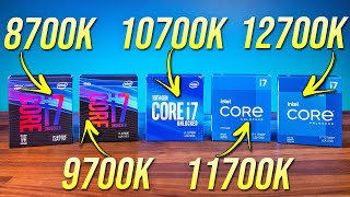 Comparing 5 Generations of Intel i7 Processors 12700K vs 11700K vs 10700K vs 9700K vs 8700K [upl. by Kinch729]