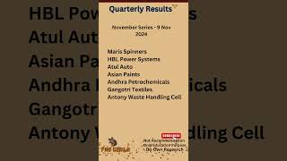 Best Stocks Quarterly Results November 9 stockmarket trading [upl. by Borlow]