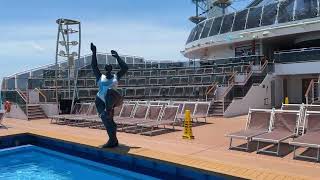 MSC Meraviglia cruise ship Adults Only Horizon Swimming Pool walking tour deck 16 April 26 2023 4K [upl. by Nine]