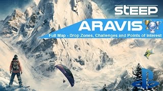 Steep Aravis Full Map  All Drop Zones Challenges and Points of Interest [upl. by Aramot]