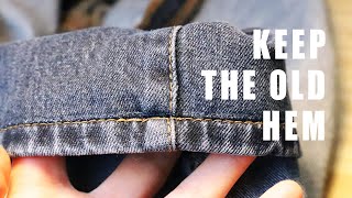 How to Hem Jeans Using the OriginalExisting Hem  Looks Like They Havent Been Altered [upl. by Idnym]