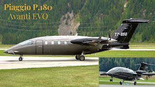 Piaggio P180 Avanti EVO Landing amp TakeOff at Engadin Airport [upl. by Dieterich108]