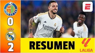 Real Madrid le ganó 20 al Getafe con DOBLETE de Joselu y recuperó el liderato  La Liga [upl. by Oigres259]