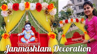 Easy Janmashtami Decoration ideas at home  LadduGopalZhula  Krishna Janmashtami Decoration Ideas [upl. by Ratna]