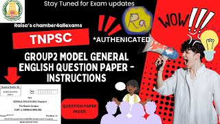 TNPSC GROUP 2 2024 MODEL GENERAL ENGLISH QUESTION PAPER  INSTRUCTIONS  AUTHENICATED STANDARD [upl. by Diena]