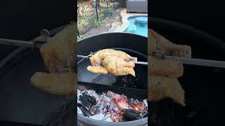 New day another 🐓on the WeberGrills rotisserie 🤤 😋 yummy rotisseriechicken asmrfood [upl. by Brottman948]