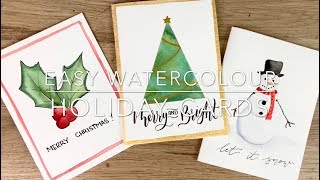 Easy Watercolour Holiday Cards In Under 6 Minutes [upl. by Wendelin481]