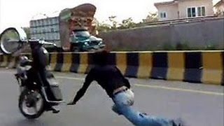 bike one whiling accident in pakistan 2016 [upl. by Arahk390]