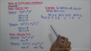 GRADO RELATIVO Y GRADO ABSOLUTO DE UN MONOMIO Y POLINOMIO Teoría y ejemplos [upl. by Refinaj]