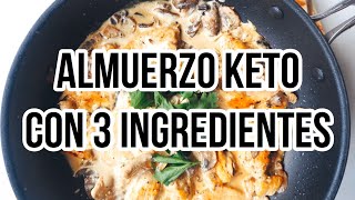 🍗 ALMUERZO KETO CON 3 INGREDIENTES  RECETA POLLO CON CHAMPIÑONES A LA PIMIENTA  Manu Echeverri [upl. by Aihgn]