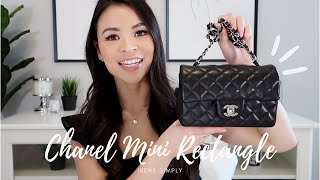 CHANEL MINI RECTANGLE REVIEW PROSCONS amp WHAT FITS INSIDE  Irene Simply [upl. by Lombard]