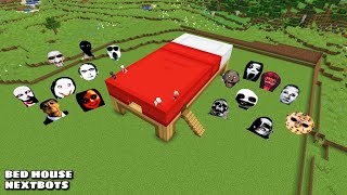 SURVIVAL BED HOUSE WITH 100 NEXTBOTS in Minecraft  Gameplay  Coffin Meme [upl. by Ailugram]