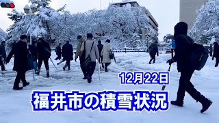 福井県福井市で積雪31センチ…2023年12月22日、福井県庁周辺の様子 [upl. by Suedama956]