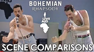 Live Aid  Bohemian Rhapsody 2018  scene comparisons [upl. by Halika]