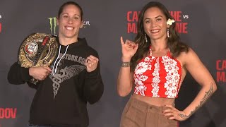 Liz Carmouche vs IlimaLei Macfarlane  Press Conference Staredown  Bellator 300 [upl. by Ylsew]