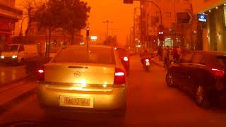 Driving in Heraklion of quotSahara sandstormquot Hyperlapse [upl. by Steinke158]