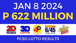 Lotto Result January 8 2024 9pm PCSO [upl. by Frazer]