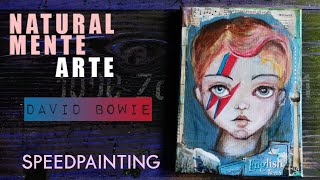 we can be heroes just for one day  Bowie Speedpainting Portrait mixmedia painting and collage [upl. by Alicul636]