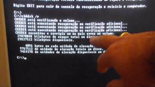 Windows Xp reiniciando como reparar com o chkdsk r sem formatar [upl. by Asirehc]