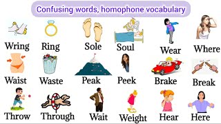 Homonyms vocabulary  Confusing Words  Homophones words in English  vocabulary [upl. by Nollek]