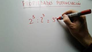 PROPIEDADES DE LA POTENCIACION DIVISION DE POTENCIAS DE IGUAL BASE EN MATEMATICA [upl. by Eberly49]