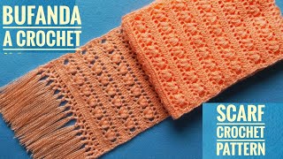 Cómo tejer chalina bufanda a crochet paso a pasoBufanda a ganchilloScarf crochet patternCachecol [upl. by Neelhtac616]