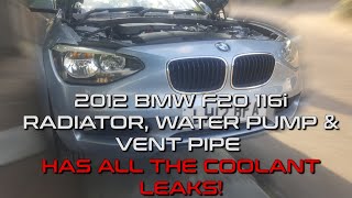 2012 BMW F20 116i  Radiator Water pump amp Vent hose Replacement [upl. by Jelsma]