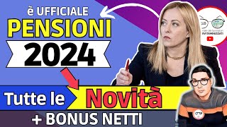 ✅ PENSIONI ➜ TUTTE LE NOVITÀ UFFICIALI 2024 ❗️ IMPORTI 260€ RIVALUTAZIONE TAGLI AUMENTI NETTI QUOTE [upl. by Elokkin571]