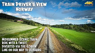 4K CABVIEW Scenic Train Ride On The Bergen Line With A Twist Diverted Over The Gjøvik Line [upl. by Marder]