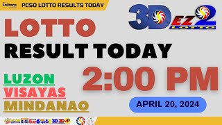 2PM LOTTO RESULT TODAY  APRIL 20 2024  3D 2D Draw [upl. by Harutak223]