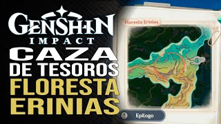 Genshin Impact  Caza de tesoros  Floresta Erinias  Desafio 6 [upl. by Nylecsoj]