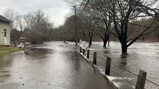 Flooding on Yantic River after Fitchville dam partially breaks [upl. by Yolanda]