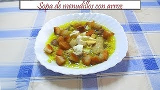 Sopa de menudillos con arroz y picatostes  Receta de Cocina en Familia [upl. by Emlen]