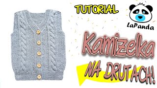 KAMIZELKA NA DRUTACH DLA DZIECKA 1 Jak zrobić  LaPanda KNITTED BABY VEST [upl. by Limak814]