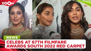 Shehnaaz Gill Mrunal Thakur Pooja Hegde amp others at the 67th Filmfare Awards South 2022 red carpet [upl. by Christal334]