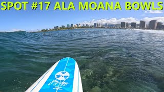 Surfing Ala Moana Bowls On Da 8ft Foamie Spot 17  Oahu Hawaii [upl. by Kartis690]