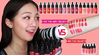 PERIPERA Ink The Airy Velvet VS Ink The Velvet COMPARISONS amp REVIEW FULL COLLECTION [upl. by Ayekel]