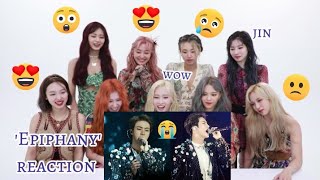 TWICE reaction to BTS Jin Epiphany live performance [upl. by Hairej299]