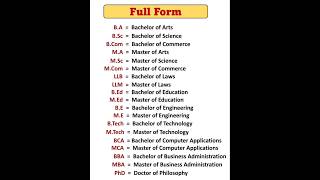 Degree Full Form  shorts fullform education [upl. by Nazarius925]