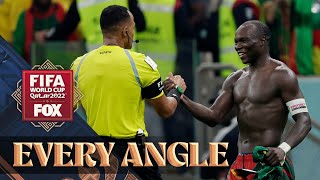 Cameroons Vincent Aboubakar receives a RED CARD for taking his shirt off in the 2022 FIFA World Cup [upl. by Gerta593]