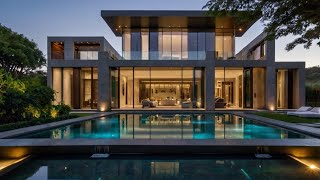 Modern Luxury Mansion Sleek Design with Polished Stone and Glass Elegancequot [upl. by Sato272]