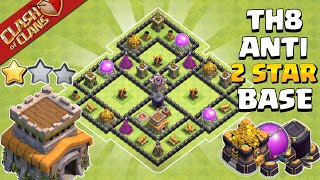 NEW TH8 Hybrid Base DEFENCE 2023 COPY LINK  COC Town Hall 8 Trophy Base [upl. by Anasxor]