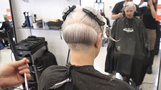 ANTI AGE HAIRCUT  SHORT UNDERCUT PIXIE BOB FOR GRAY HAIR [upl. by Yetta808]