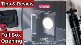 Cell Phone Holder Ulanzi CG02 Bluetooth Shutter Smartphone Grip amp Fill Light Cold Shoe Tripod Mount [upl. by Dionne]