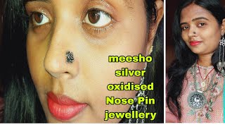 meesho Wire silver oxidised Flower Nose Pin design [upl. by Aicilram]