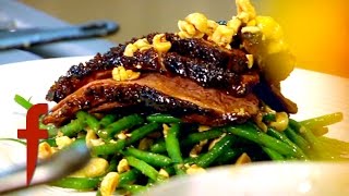 Honey Roasted Duck with Green Beans and Hazelnut Salad  Gordon Ramsays The F Word Season 3 [upl. by Arotal]