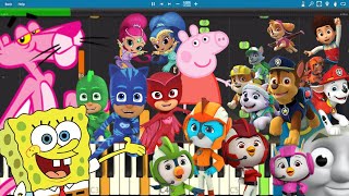 Kids TV Theme Songs on Piano Compilation  Piano Tutorial [upl. by Anaiq892]