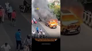 Unbelievable Car Runs On Jaipur Road While On Fire  Tarjan 20 Incident jaipurnews jaipurvlog [upl. by Walburga]