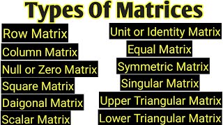 Types Of Matrices with definition and Example  Matrices Definition with Example Mathematics Matrix [upl. by Sirahc]